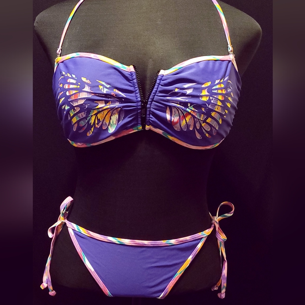 BN (xl) 2 pc bikini w/zip @chest + tie sides w/butterfly look (discontinued)